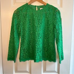 Diane Von Furstenberg Green Lace Top Size 0 Brielle NWT